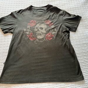 Vintage Cut & Sew Skull Roses Skull Gee By Marc Ecko